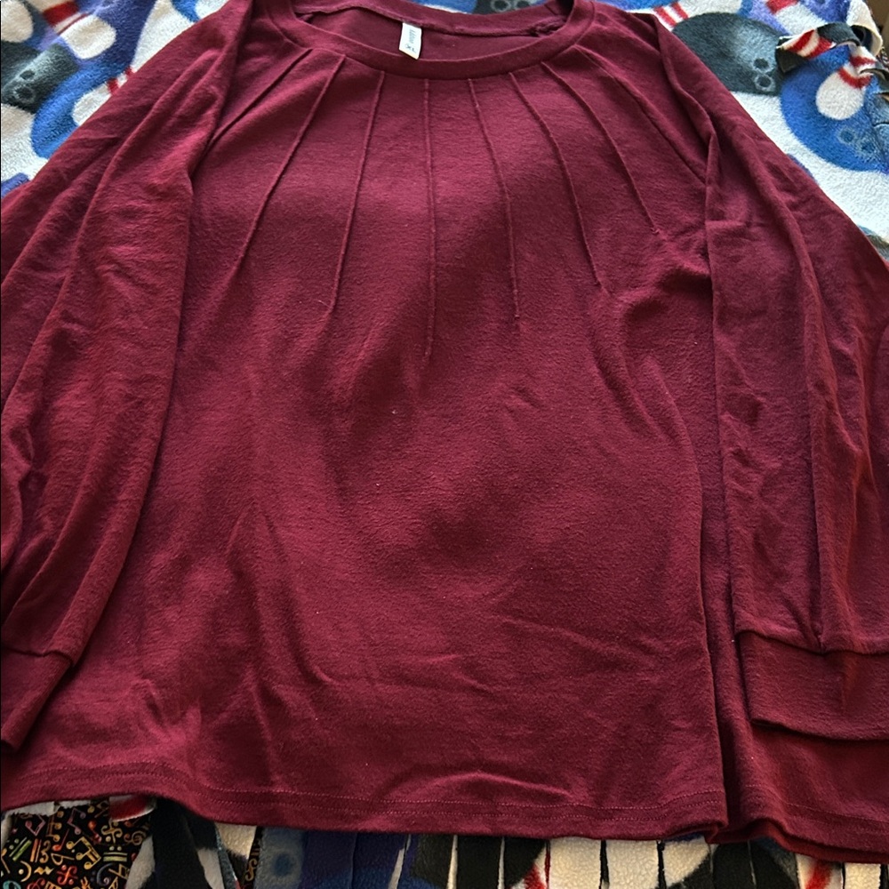 Burgundy Long Sleeve Top